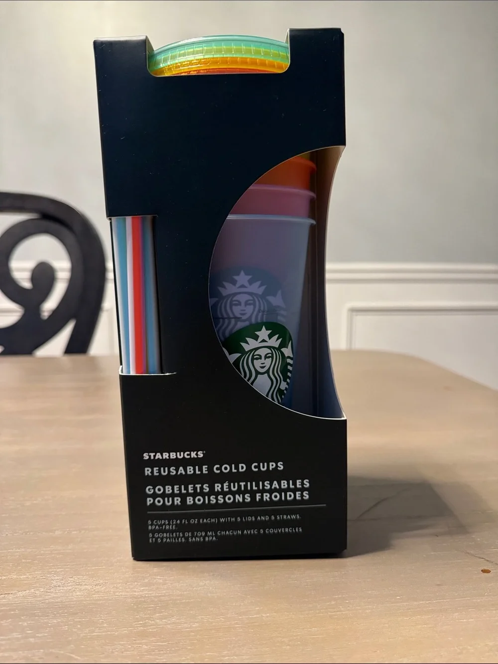 Starbucks Multi-Color Reusable Cold Cups with Straws